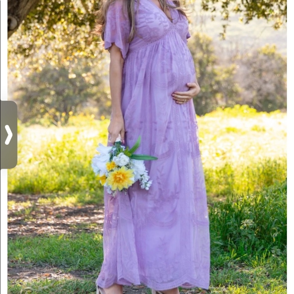 PinkBlush Lavender Lace Maternity Maxi Dress